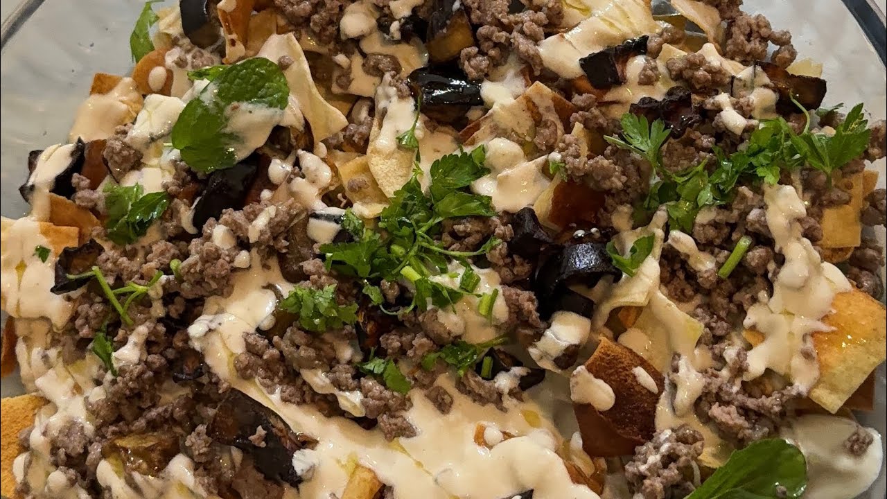 فتة المكدوس طبق شهي بطريقة سهلة وناجحة