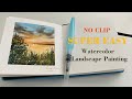 Real speed tutorial  super easy mini watercolor landscape tutorial