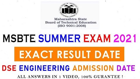 MSBTE Summer 2021 Exam Result Date Confirm! | DSE Engineering 2021 Admission | MSBTE Result Update