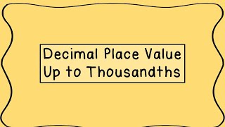Mr. Pearson Teachers 3rd Grade - Decimal Place Value (Tenths, Hundredths, and Thousandths)