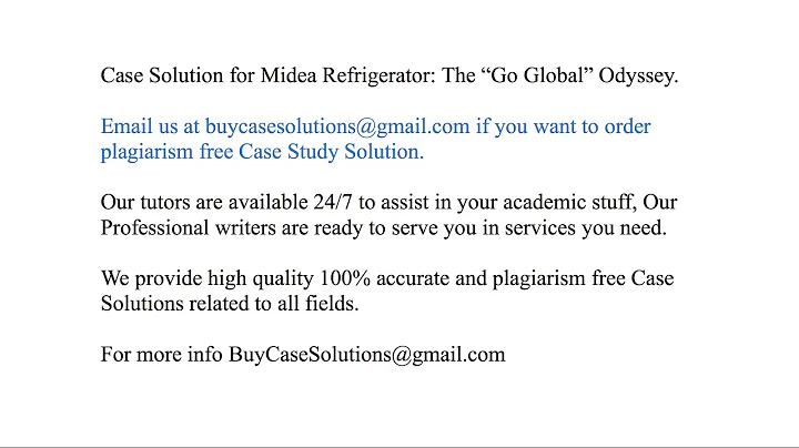Case Solution Midea Refrigerator The “Go Global” Odyssey