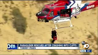 Paraglider rescued from cliff crash