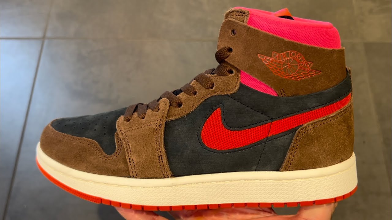 Air Jordan 1 High Zoom CMFT 2 Cacao Wow Red Pink Womens Shoes
