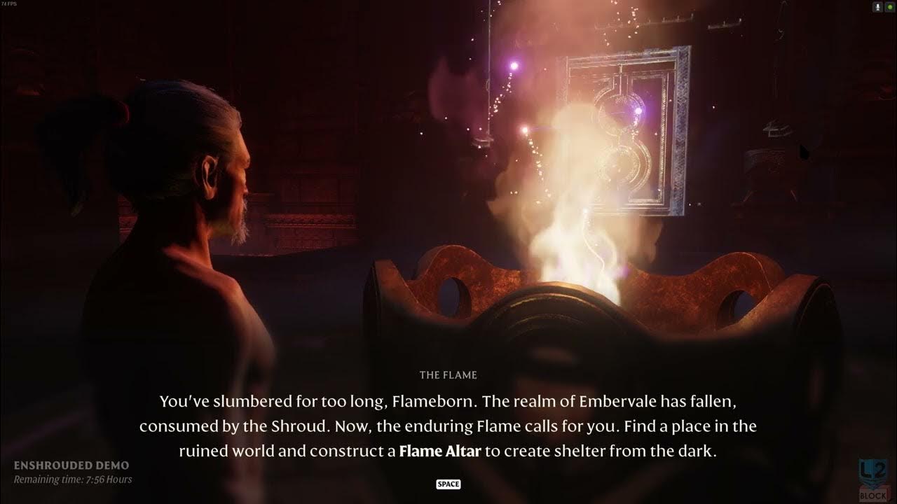 Enshrouded - First Two Hours of Demo - Placing Flame Alter, Base Building & the First NPC - YouTube