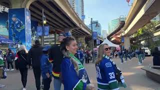 #VANCOUVER #CANUCKS Party on the Plaza Moments before Round 2 WIN at Rogers Arena #viral #vancouver