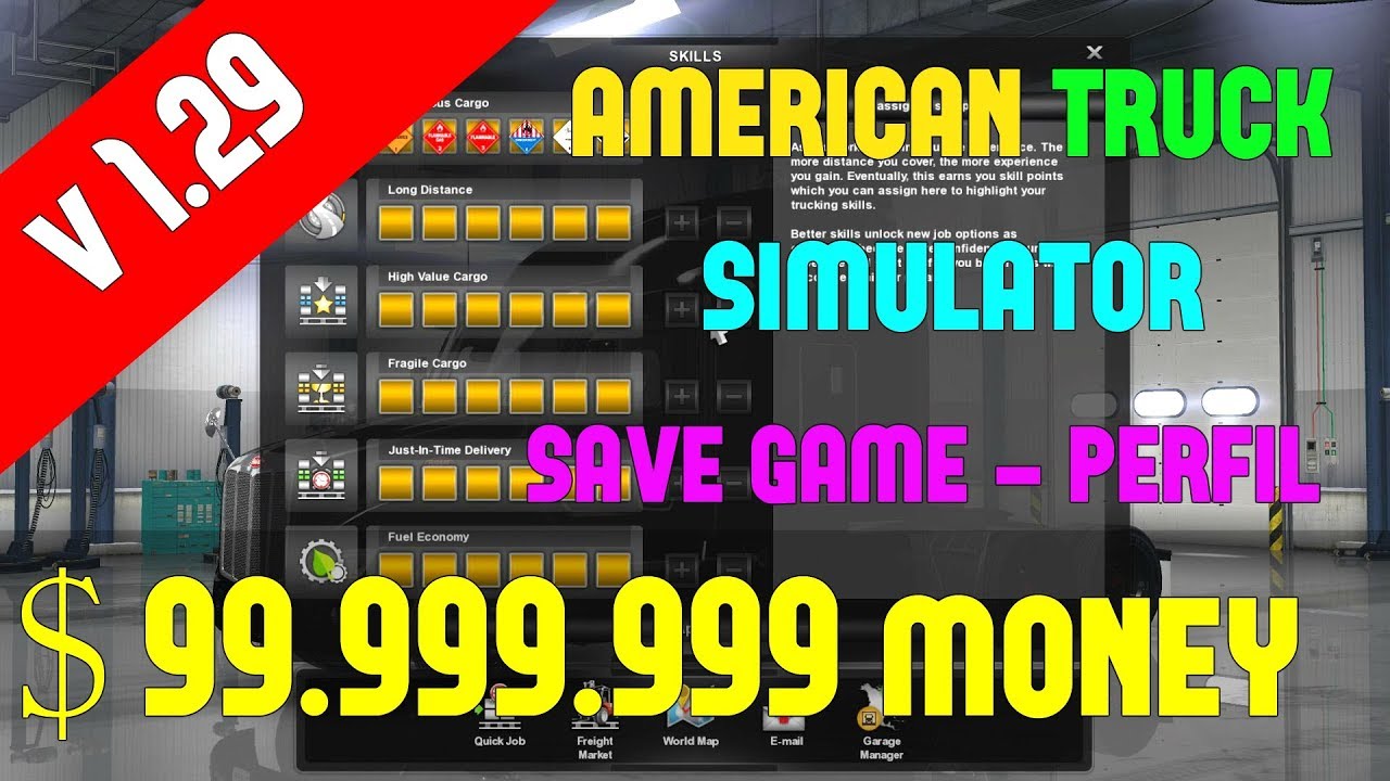 😍 DESCARGA SAVE GAMES ATS 1.29 | 100% Money 🏆  Completed |YANRED