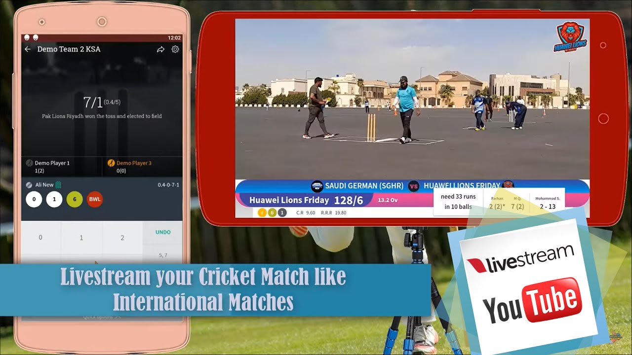 YouTube Livestream Local Cricket Match Autoupdate Scorebar CricHeroes 