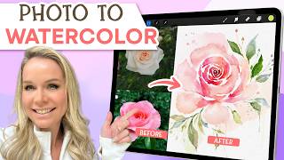 How I Turn a Reference Photo Into a Loose Watercolor Rose | Procreate