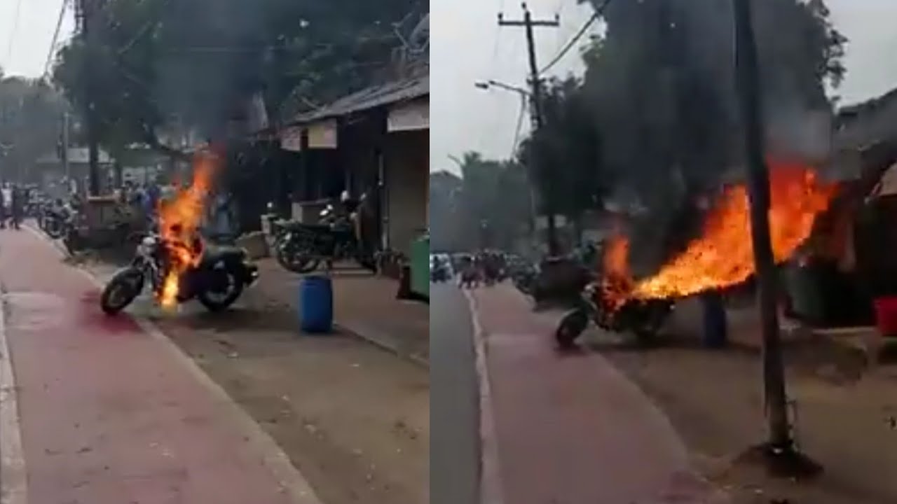Dangerous Fire of Royal Enfield Bullet 350 Caught on Camera | Fuel Tank Exploded | Bullet 350 Fire