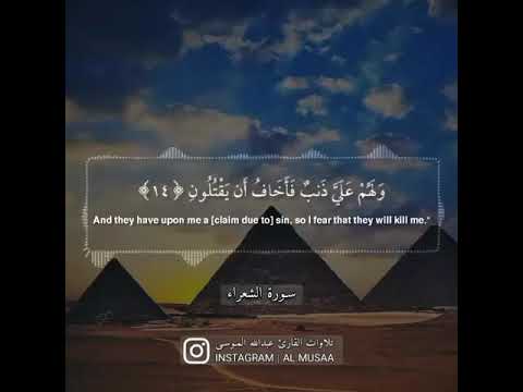 تلاوة خاشعه للقاري عبدالله الموسى حالات واتس اب ولهم علي ذنب فاخاف ان يقتلوة