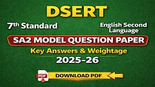 DSERT 7th Standard English Second Language SA2 Model Question Paper Key Answers & Weightage 2025-26