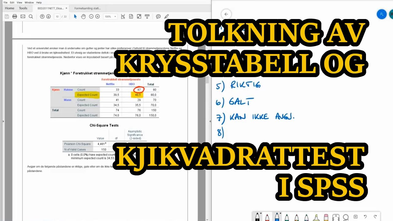 Eksempel: Tolkning av krysstabell og kjikvadrattest i SPSS