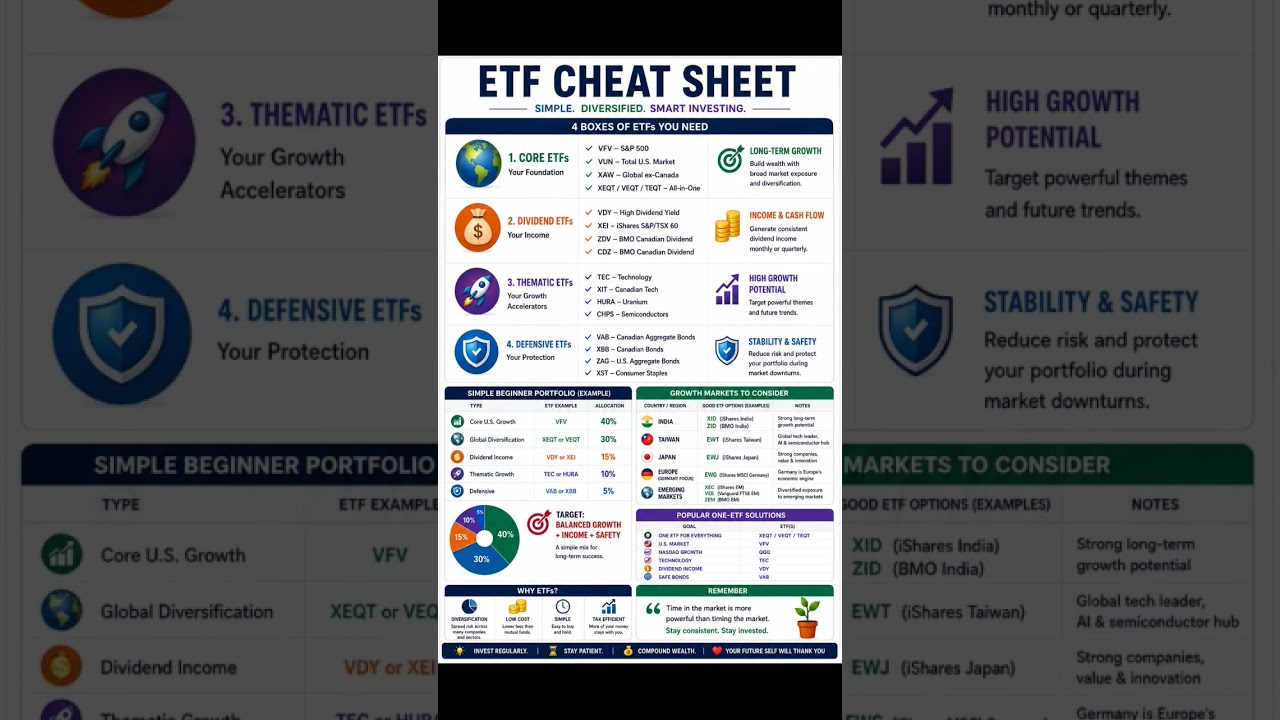 'ETF Cheat Sheet' ? | #etf #cheat #stocks #stockmarket #investing #business #money #finance #shorts