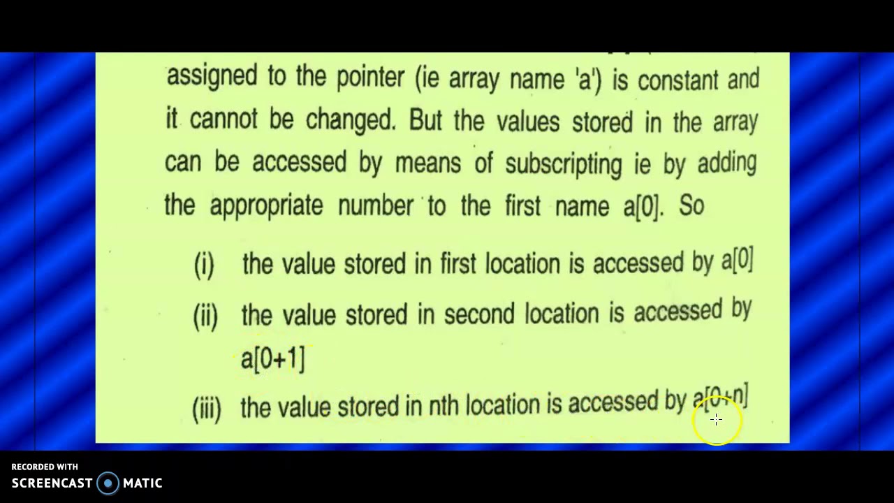 POINTERS AND ONE DIMENSIONAL ARRAY - YouTube