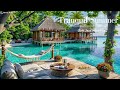 Tranquil Summer Cabin Jazz | Soft Jazz Melodies In Tropical Paradise With Natural Sea For Work,Relax