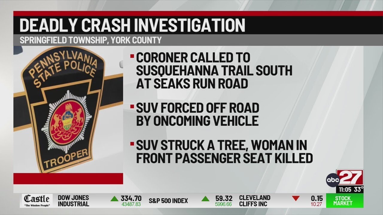 Woman killed in York County crash, PSP investigating - YouTube