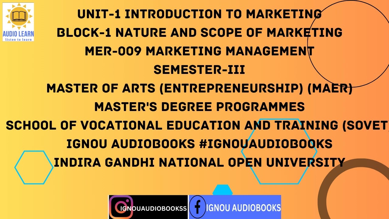 Unit-1 Introduction to Marketing Block-1 MER 09 SEM 3 MAER SOVET 