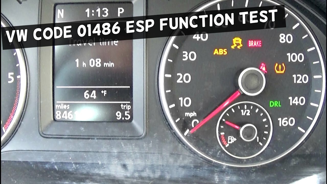 01486 Code Vw Esp System Function Test - Youtube