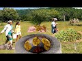 Prparer du vieux pain tandoori azerbadjanais traditionnel et rcolter des noisettes