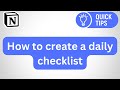 How to create a daily checklist in notion