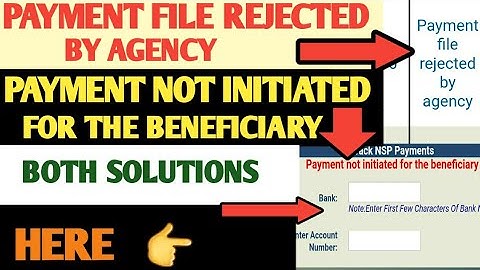 PAYMENT FILE REJECTED BY AGENCY || PAYMENT NOT INITIATED FOR THE BENEFICIARY || BOTH SOLUTIONS