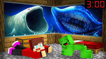 JJ and Mikey HIDE from EL GRAN MAJA and Bloop Monster near Bermuda Triangle in Minecraft Maizen