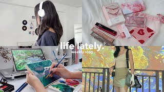 VLOG:  life lately 🌧☕️ | morning & night routine, art vlog, making mochi donuts etc.