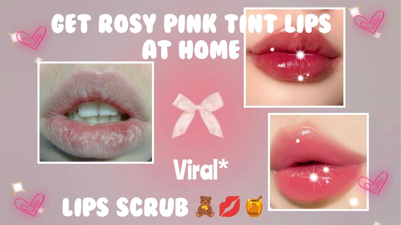 Viral* Lips Scrub at Home 🤩 Effective results!! Get Rosy Pink Tint Lips at Home 💋♥️