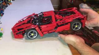 This set was released in 2005 and has 1360 pieces no mini-figs. it's
fashioned after the real enzo ferrari with v12 made from 2002-2004 it
named...