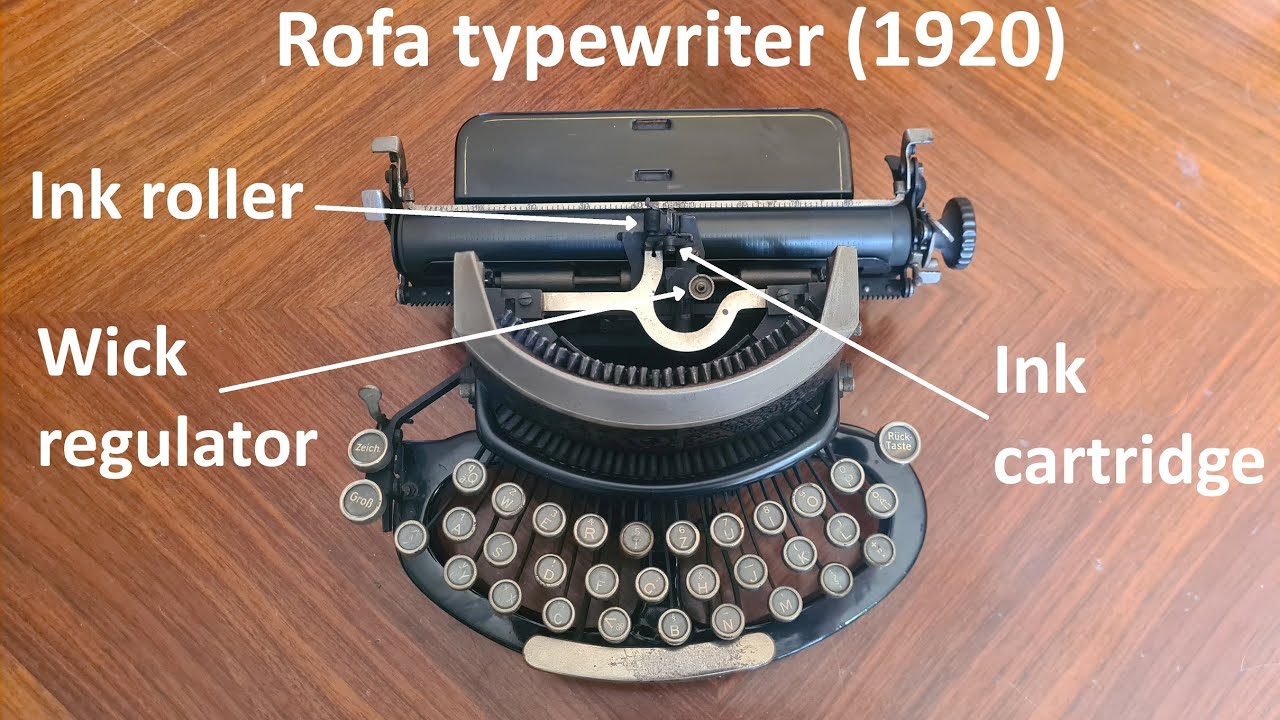 Пишущая машинка ROFA 1920 года с чернильным картриджем (видео № 223)