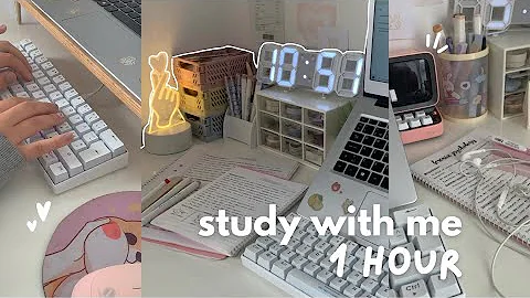 Study with me (1 hour) 💫 relaxing rain + lofi, mechanical keyboard asmr, bg sounds, progress bar