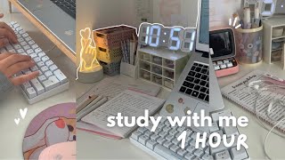 Study with me (1 hour)  relaxing rain + lofi, mechanical keyboard asmr, bg sounds, progress bar