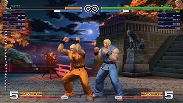 KOF XIV Ryo 4 Frame Safe Jump after 1 Bar Corner Max Mode Combo (1000/1250/1500 Max Mode)