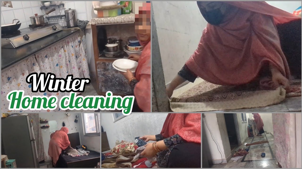 Middle class mom home cleaning ! Winter home cleaning with Sadia ka kitchen ❤️