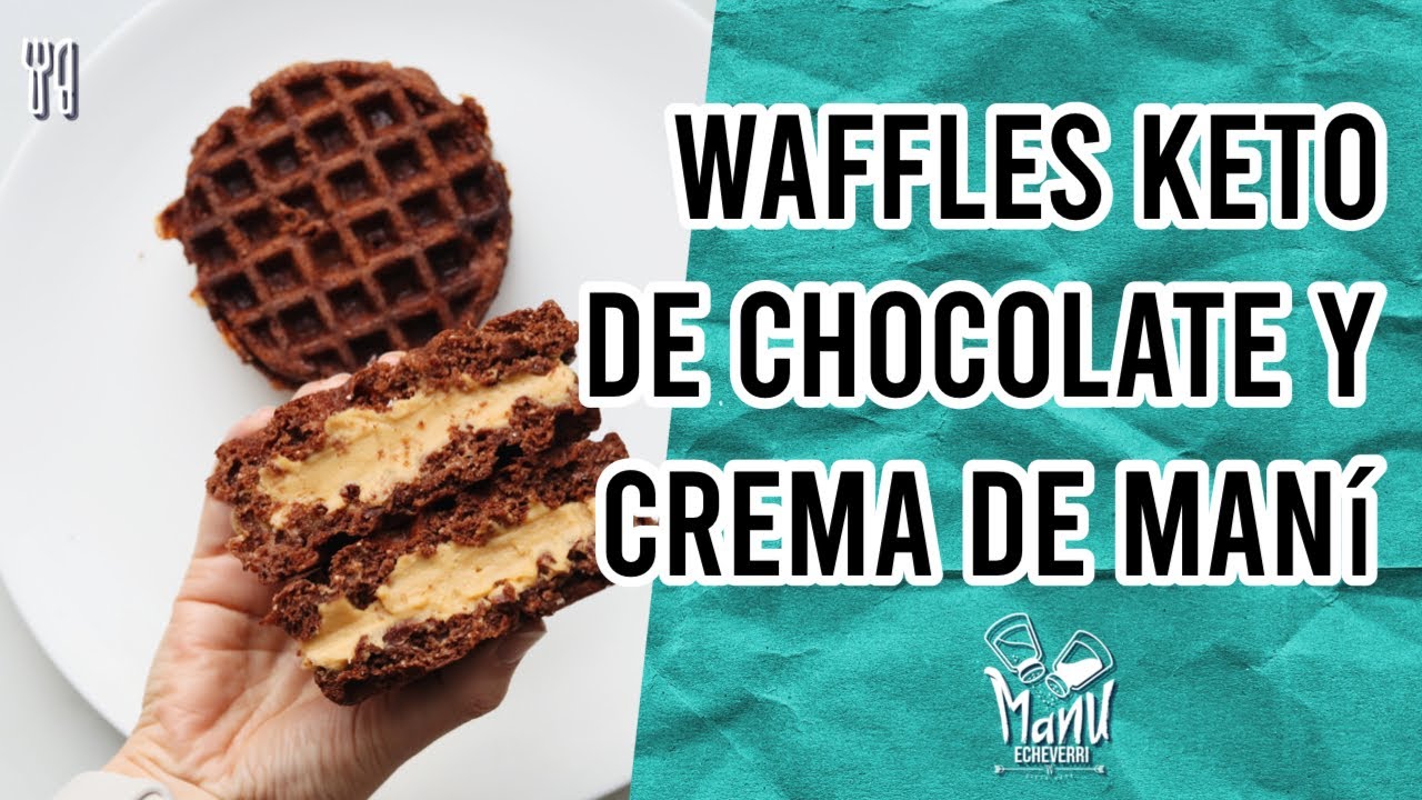 🍫WAFFLES KETO DE CHOCOLATE Y MANTEQUILLA DE MANÍ POSTRE KETO EN 10