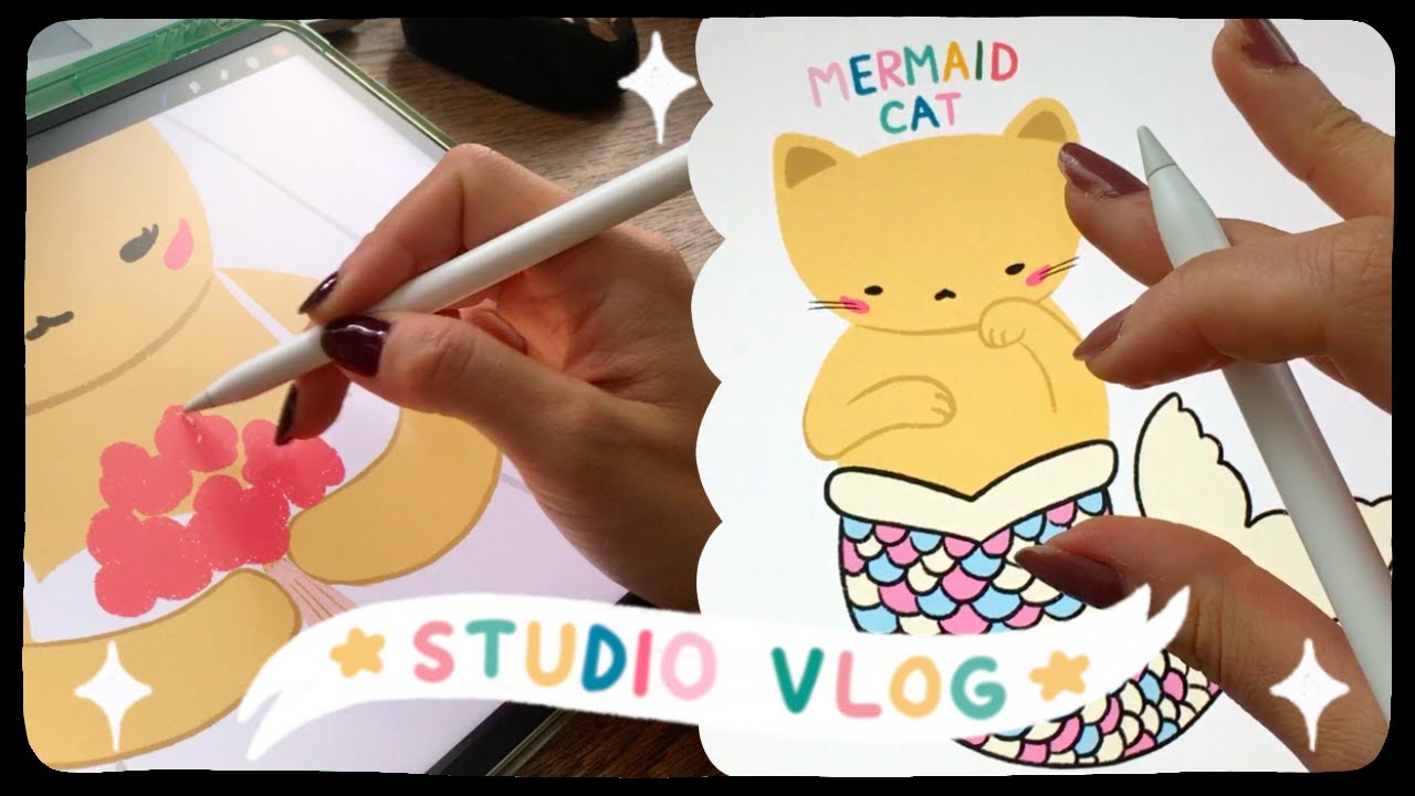 kedi stickerları çiziyorum ve kesiyorum | ★ STUDIO VLOG #47