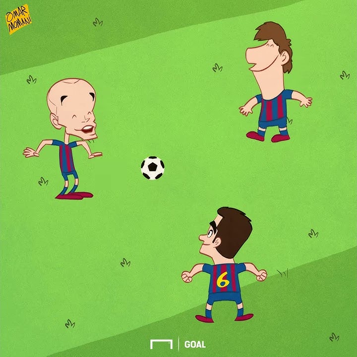 Messi, Xavi and Iniesta