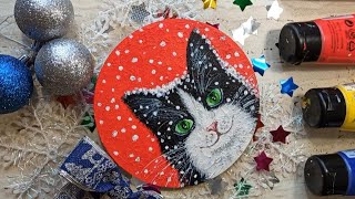 КОТИК /РОЖДЕСТВО/СНЕГ/МАСТЕР КЛАСС ЖИВОПИСИ АКРИЛОМ/cat/Christmas