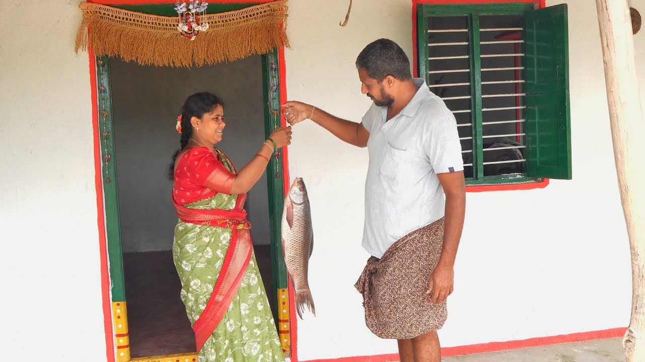 Indian traditional cooking || village style fish curry, raagi sangati and Pachipulusu 