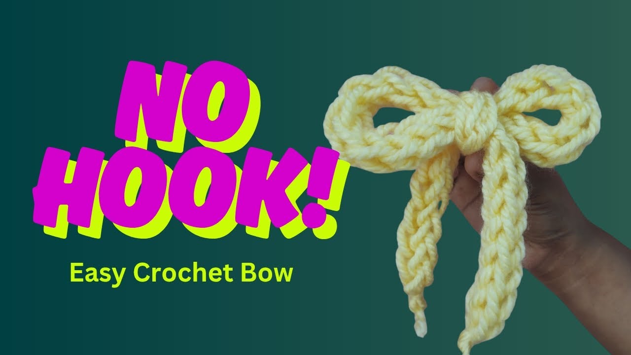 No Hook Crochet Bow 🎀 | Easy Finger Crochet Bow Pattern | 