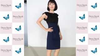 Dress Stock　シフォン切り替えレースタイトスカートワンピース