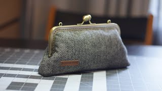 18cm frame clasp purse/fermoir rétro/laine/wool/trousse /coudre/sew/口金包 tutorial #0034