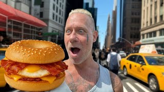 European Dad & Son First Time Trying American Bagel!!