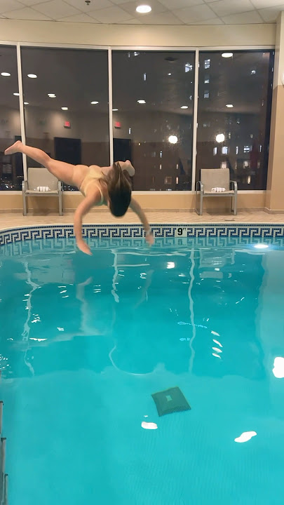 Trick Dive into Rooftop Swimming Pool at Hotel #shorts