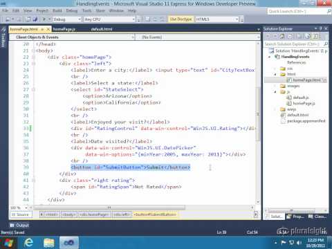 Introduction to Building Windows 8 Metro Applications - Handling Events in HTML5/JavaScript