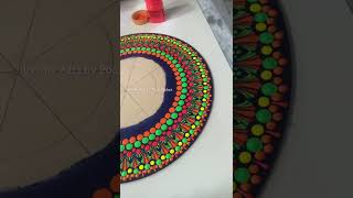 A 12 inch diameter Round Dot Mandala MDF Wall Art Mirror painting | Simple Dot Mandala for Beginners