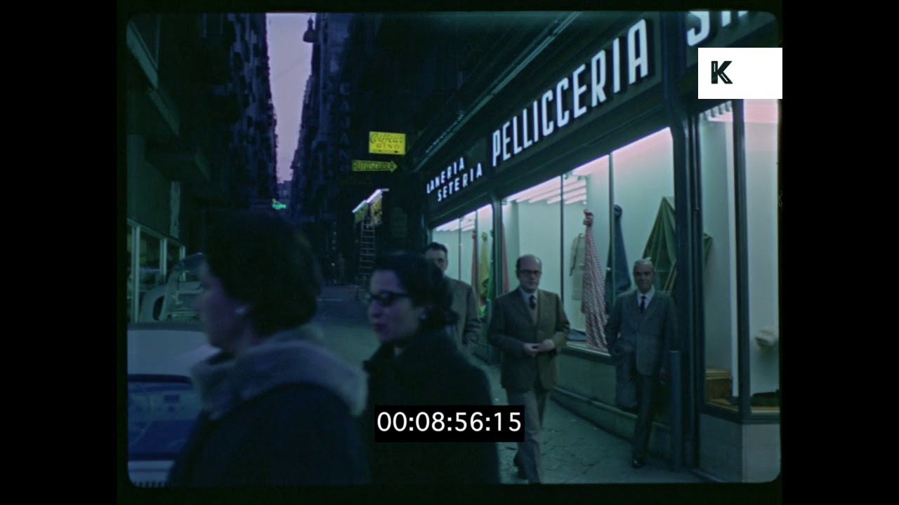 Busy Naples Streets at Night, 1950s, 1960s, Italy from 35mm