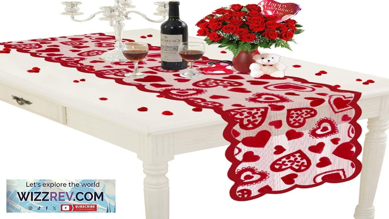 Mosoan Valentines Day Decor Table Runner 13 x 72 Inch Red