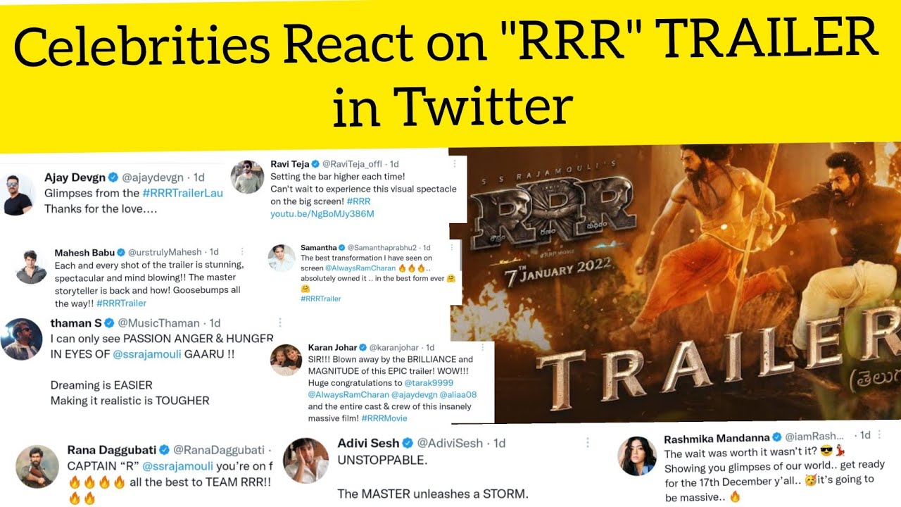 celebrity Reactions against RRR TRAILER In twitter|NTR|Ram Charan|SS Rajamouli|Ajay Devgn|Alia Bhatt