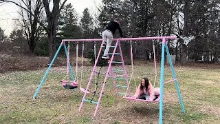 700lbs Swing Sets for Backyard, 6 in 1 Multifunction Swingset Outdoor for Kids Playground, Larger Ou